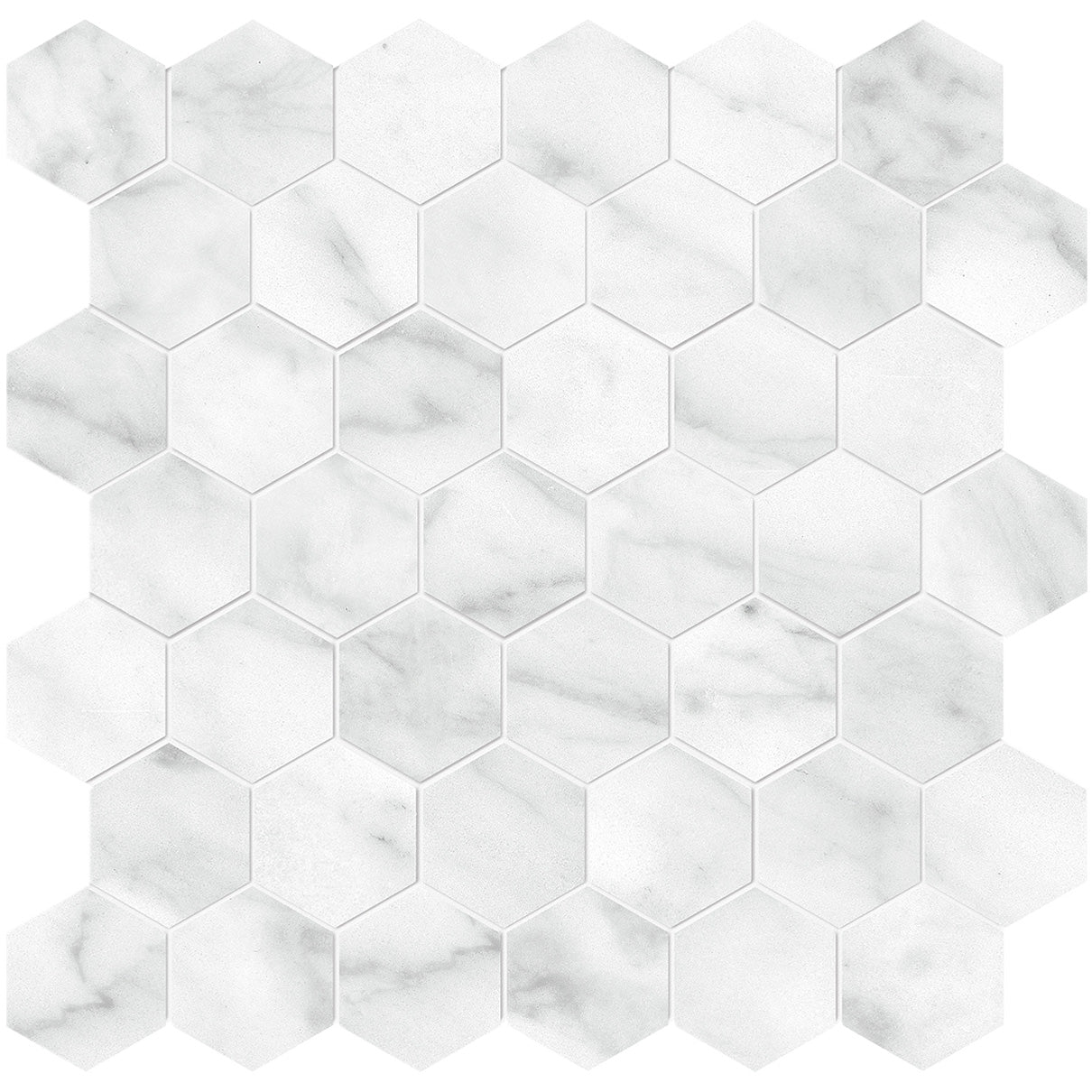 Anatolia - Plata 2 in. Glazed Porcelain Hexagon Mosaic - Carrara Abisso Polished