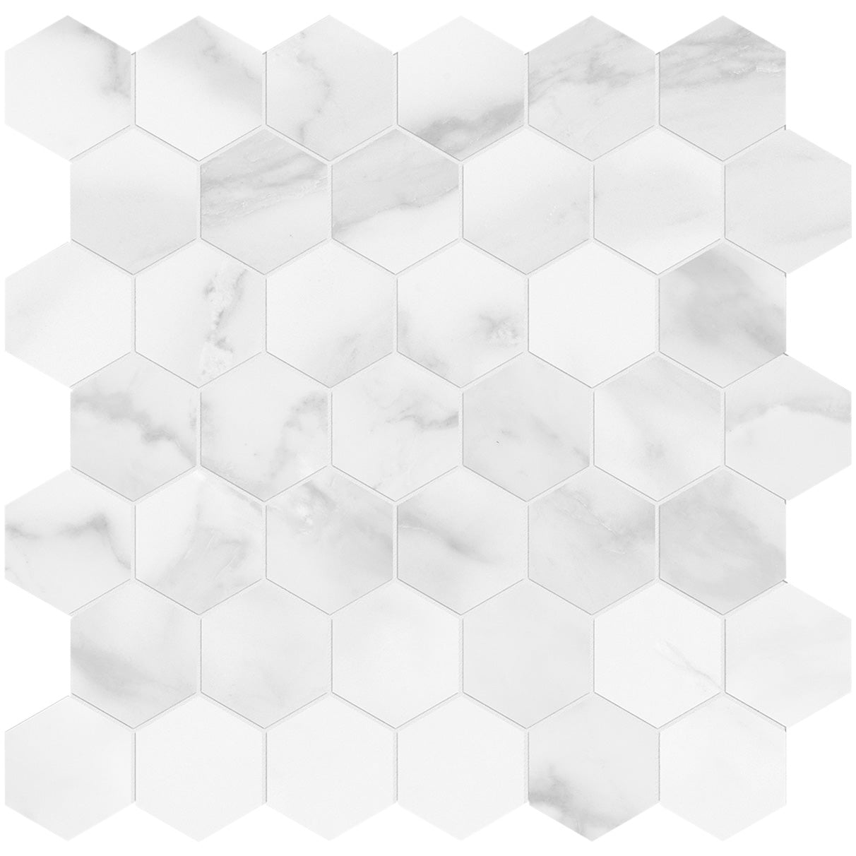 Anatolia - Plata 2 in. Glazed Porcelain Hexagon Mosaic - Statuario Brina Matte