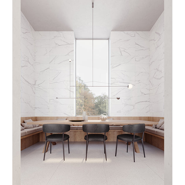 Anatolia - Raffino 12 in. x 36 in. Rectified Glazed Ceramic Tile - Statuario Valore Installed
