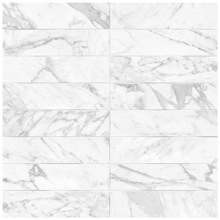 Anatolia - Raffino 3 in. x 12 in. Artisan Pressed Glazed Ceramic Tile - Bianco Vita