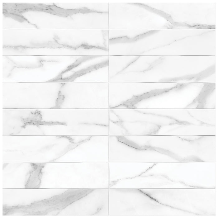 Anatolia - Raffino 3 in. x 12 in. Artisan Pressed Glazed Ceramic Tile - Statuario Valore