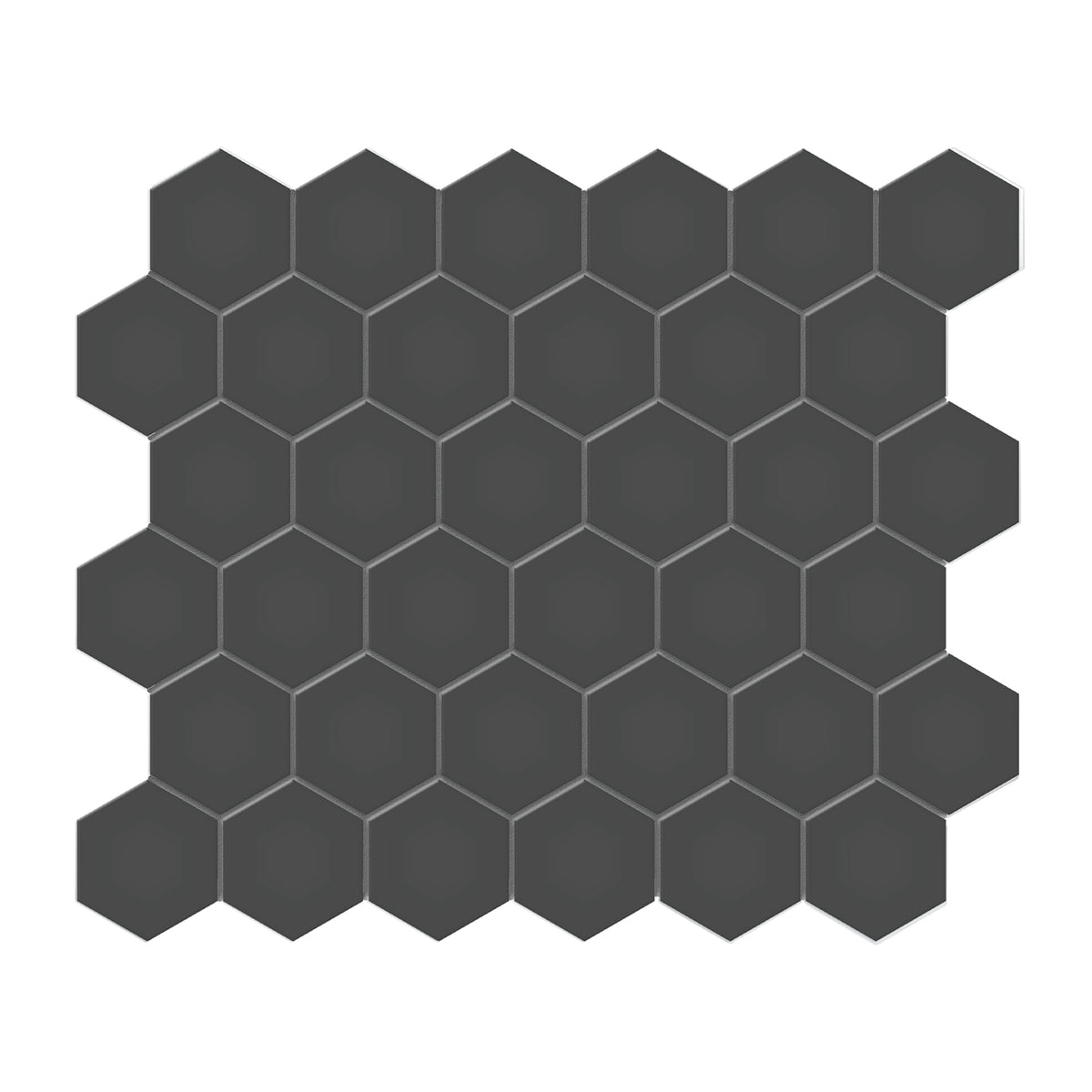 Anatolia - Soho Porcelain - 2 in. Hexagon Unglazed Mosaic - Retro Black Matte