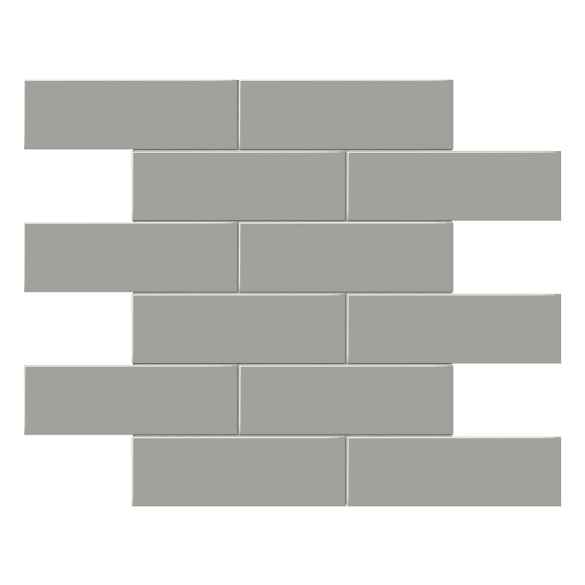 Anatolia - Soho Porcelain 2 in. x 6 in. Brick Mosaic - Cement Chic Glossy