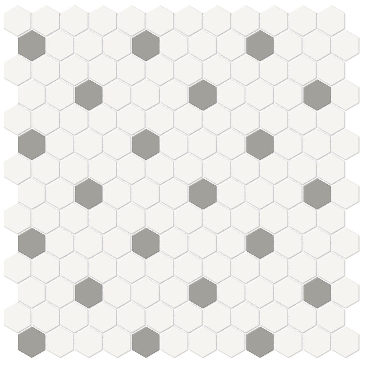 Anatolia - Soho Porcelain - 1 in. Hexagon Glazed Mosaic with Insert - Cement Chic Matte