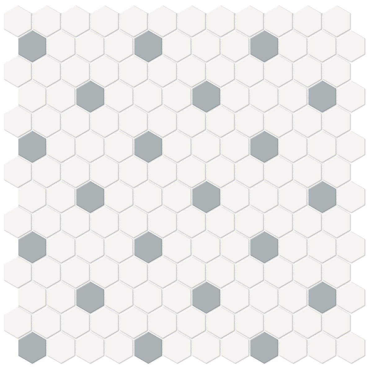 Anatolia - Soho Porcelain - 1 in. Hexagon Glazed Mosaic with Insert - Cloud Blue Matte