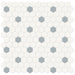 Anatolia - Soho Porcelain - 1 in. Hexagon Glazed Mosaic with Insert - Cloud Blue Matte