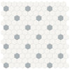 See Anatolia - Soho Porcelain - 1 in. Hexagon Glazed Mosaic with Insert - Cloud Blue Matte