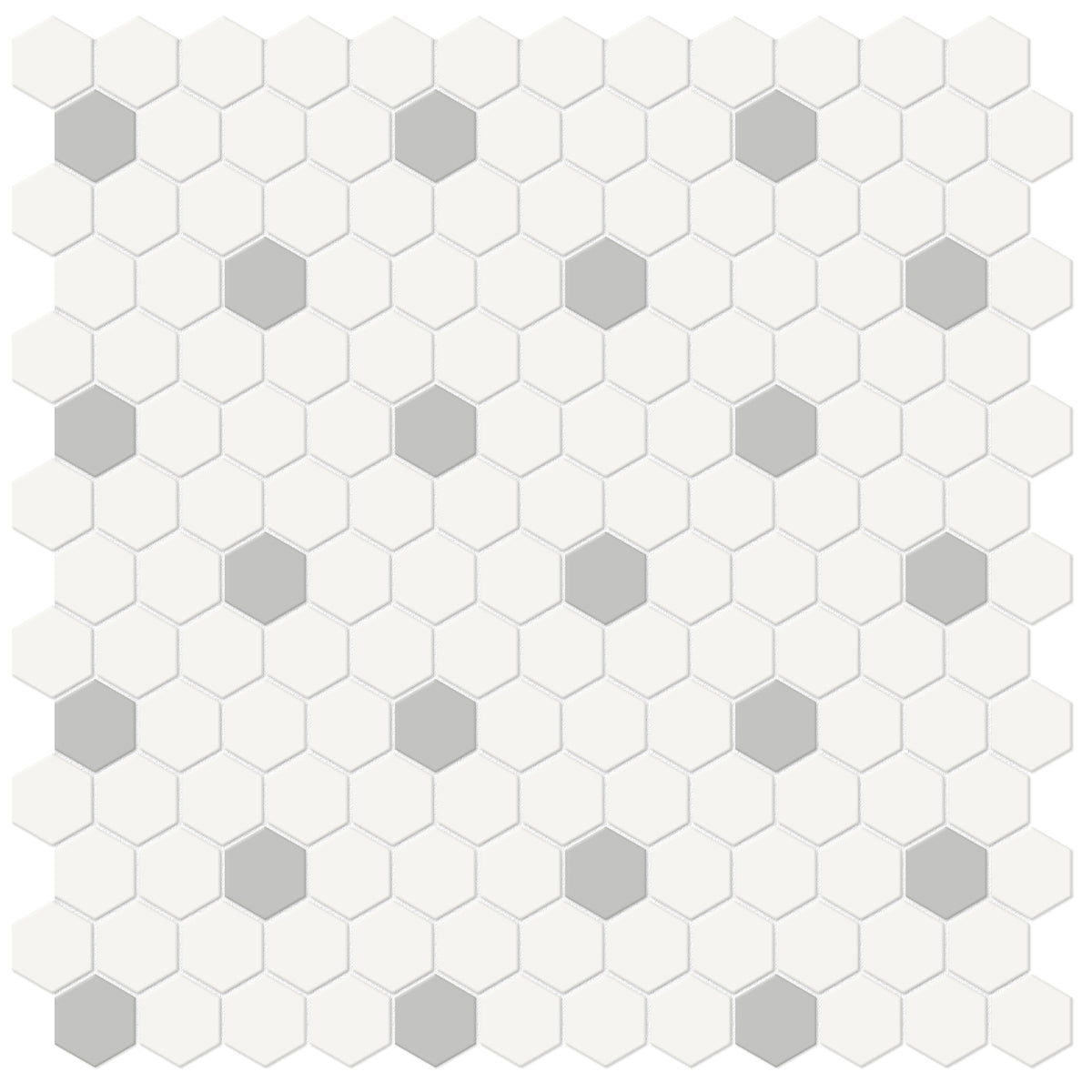 Anatolia - Soho Porcelain - 1 in. Hexagon Glazed Mosaic with Insert - Loft Grey Matte