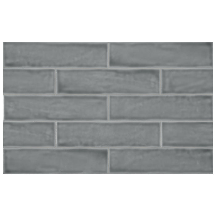 Anatolia - Teramoda 3 in. x 12 in. Pressed Glazed Ceramic Wall Tile - Charcoal Glossy