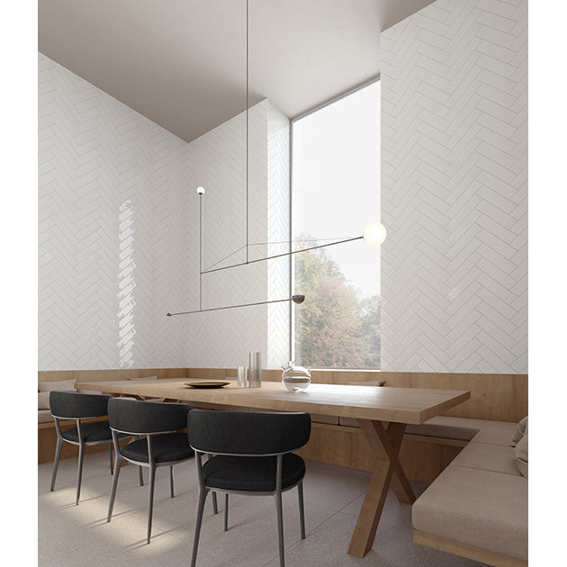 Anatolia - Teramoda 3 in. x 12 in. Pressed Glazed Ceramic Wall Tile - Powder Glossy Room Scene