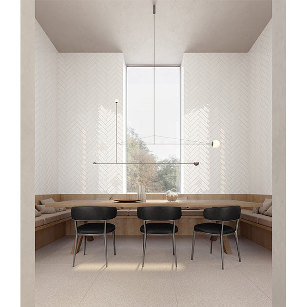 Anatolia - Teramoda 3 in. x 12 in. Pressed Glazed Ceramic Wall Tile - Powder Glossy Installed