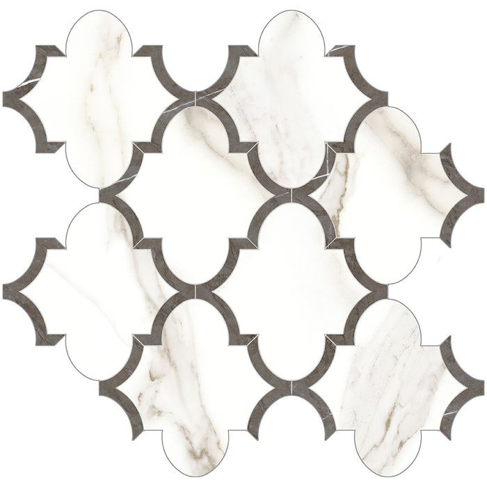 Anatolia Mayfair Arabesque HD Polished Porcelain Mosaics - Calacatta