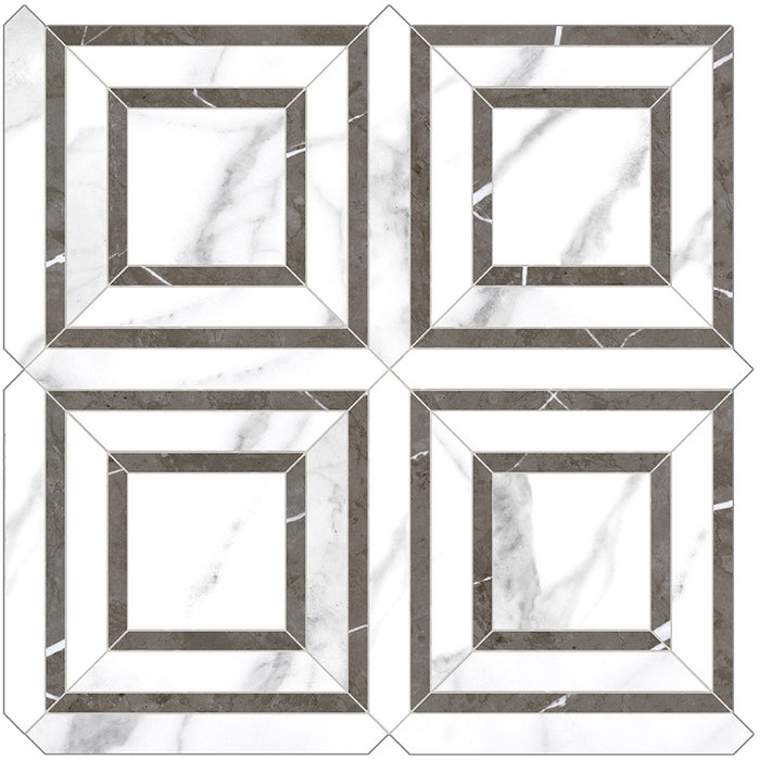 Anatolia Mayfair Piazza HD Polished Porcelain Mosaics - Statuario Venato