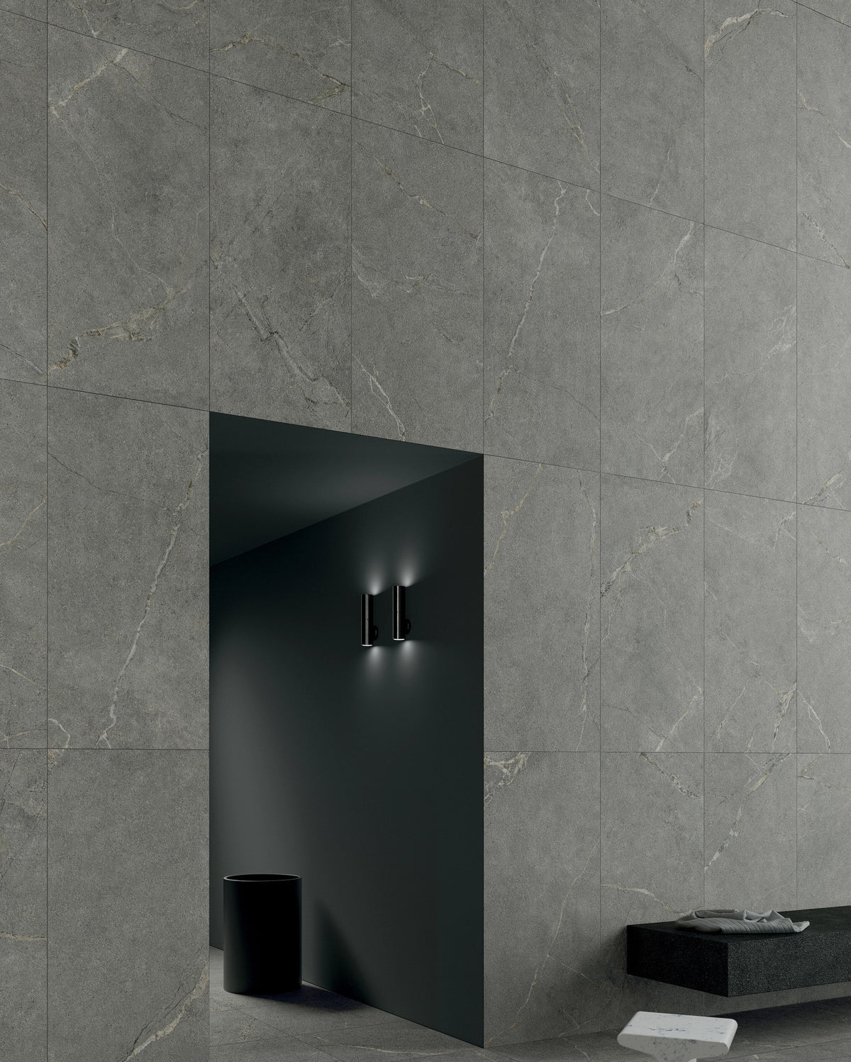 Arizona Tile - Anthea 24&quot; x 48&quot; Rectified Porcelain Tile - Gray Instaleled