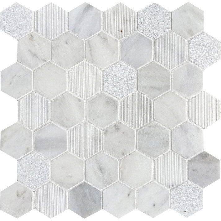 Arizona Tile - Completa Marble - Calacatta Gris 2" Hex Mosaic