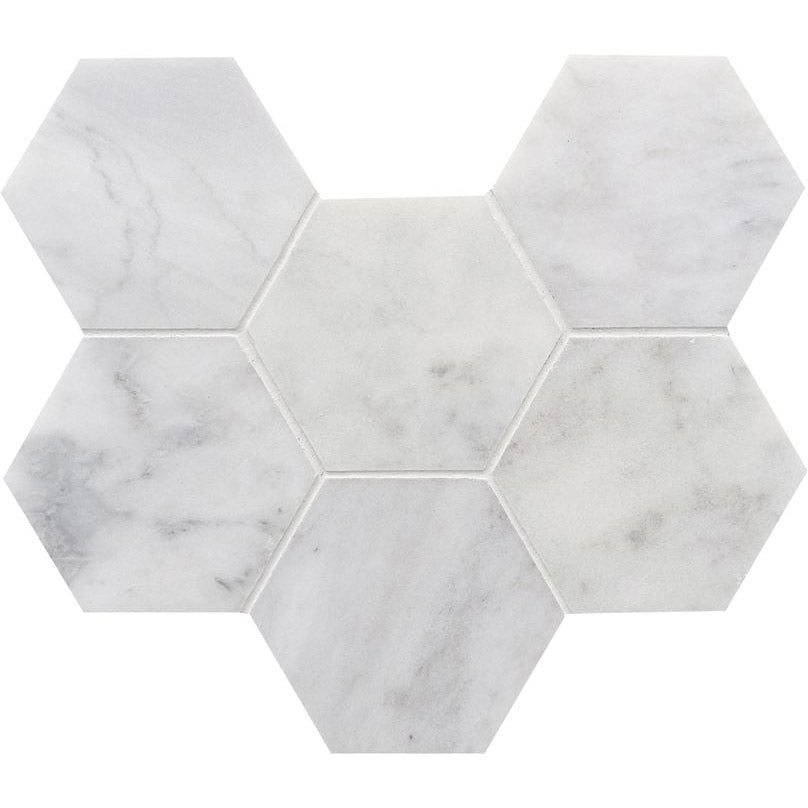 Arizona Tile - Completa Marble - Calacatta Gris Honed 4" Hex Mosaic