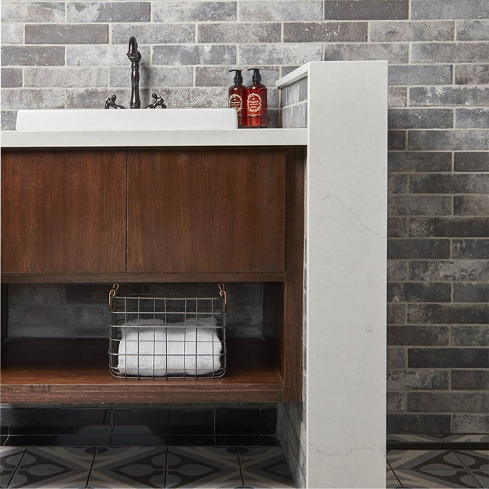 Arizona Tile - Castle Brick Porcelain Tile - Grey Sink Install