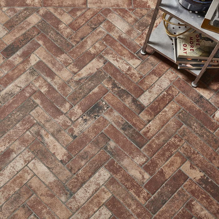 Arizona Tile - Castle Brick Porcelain Tile - Red Floor Install