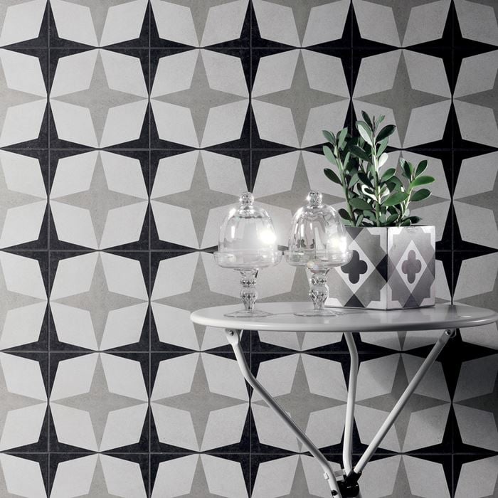 Arizona Tile - Cementine Black and White - B&amp;W 1 Installed