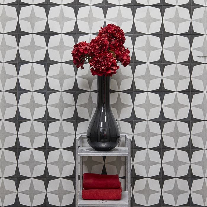 Arizona Tile - Cementine Black and White - B&amp;W 1 Wall Install