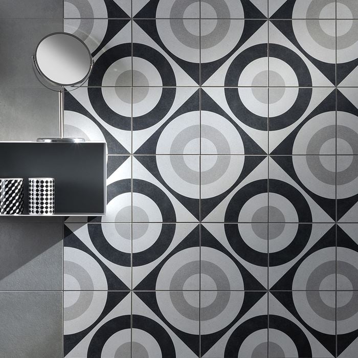 Arizona Tile - Cementine Black and White - B&W 5 Wall Install