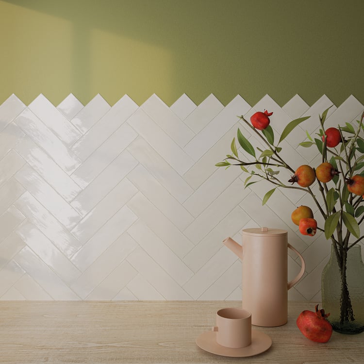 Arizona Tile - Flash 3&quot; x 12&quot; Ceramic Wall Tile - Ivory Installed
