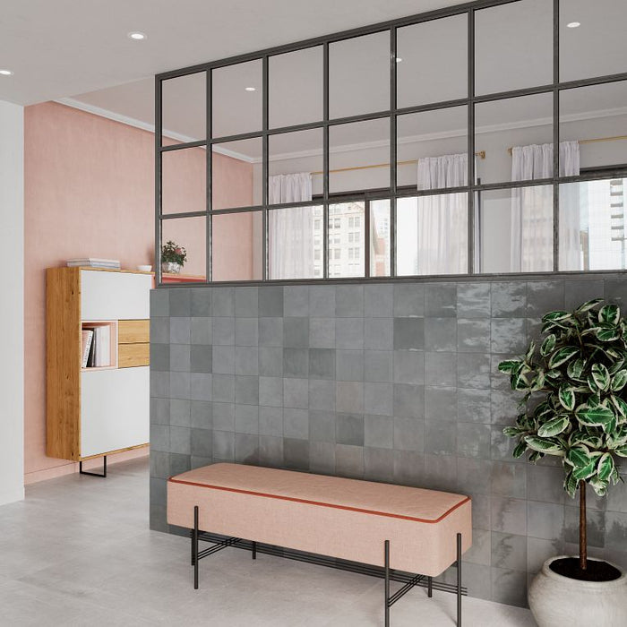 Arizona Tile - Flash 5" x 5" Ceramic Wall Tile - Cool Grey Room Scene