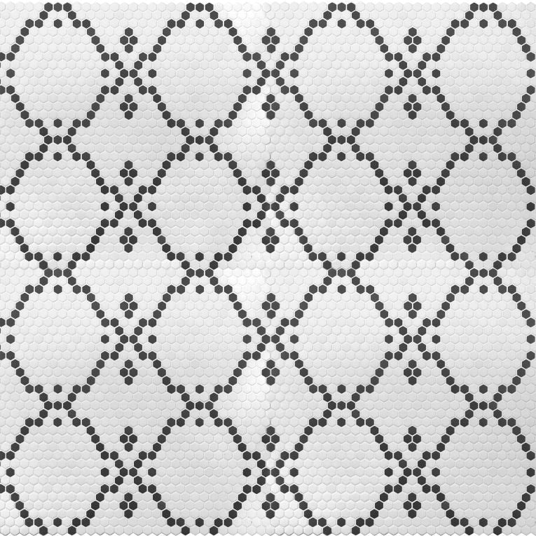 Arizona Tile - Geo 2 Hex Mesh Series - Bisou Midnight 13&quot; x 13&quot; Rectified Glass Tile Installed