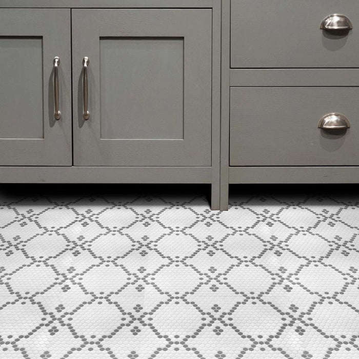 Arizona Tile - Geo 2 Hex Mesh Series - Bisou Sunset 13" x 13" Rectified Glass Tile Installed