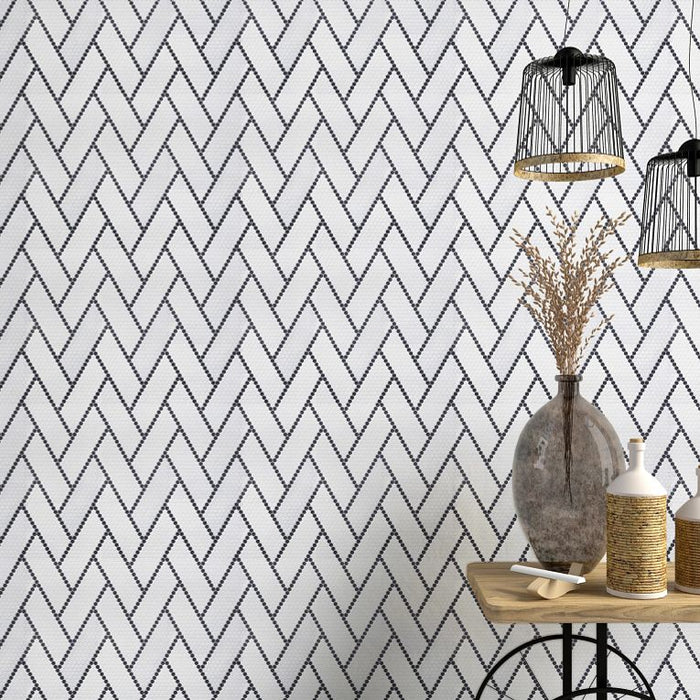 Arizona Tile - Geo 2 Hex Mesh Series - Harmonie Outro 15" x 11" Rectified Glass Tile Wall Install