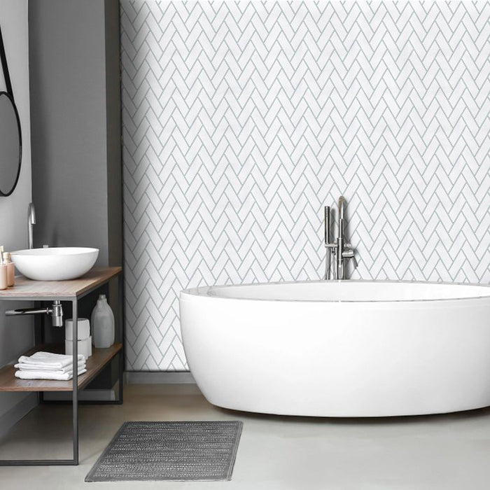 Arizona Tile - Geo 2 Hex Mesh Series - Harmonie Verse 15" x 11" Rectified Glass Tile Wall Install