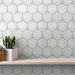 Arizona Tile - Geo 2 Hex Mesh Series - Metro Midtown 16" x 9" Rectified Glass Tile Installed