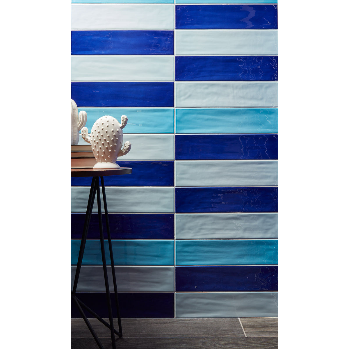 Arizona Tile - Gioia Series 4&quot; x 16&quot; Porcelain Wall Tile - Azure Installed