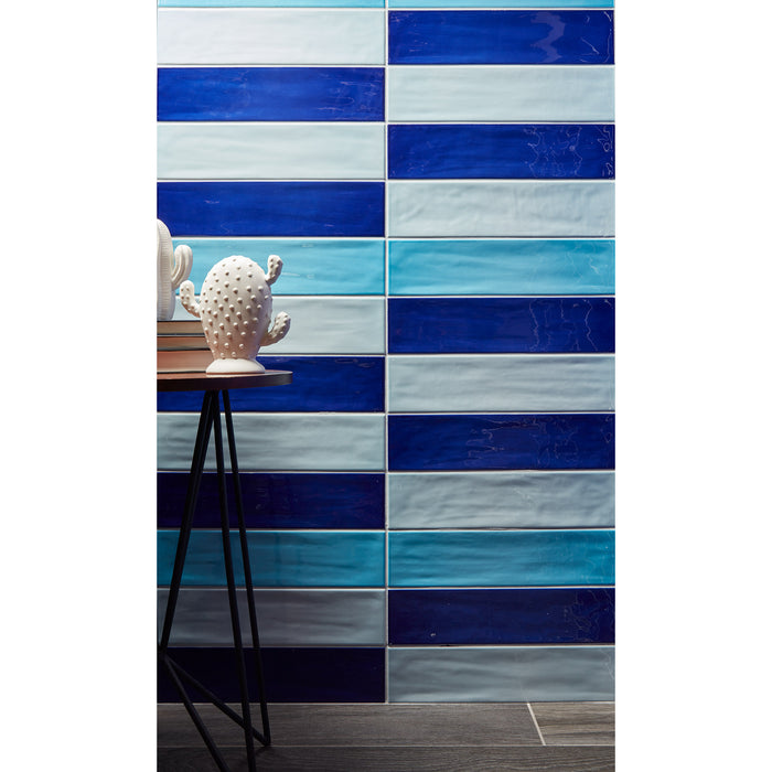 Arizona Tile - Gioia Series 4" x 16" Porcelain Wall Tile - Azure Installed