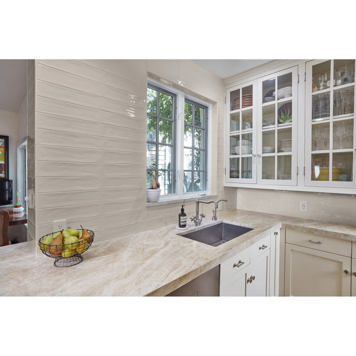 Arizona Tile - Gioia Series 4" x 16" Porcelain Wall Tile - Greige Room Scene 3