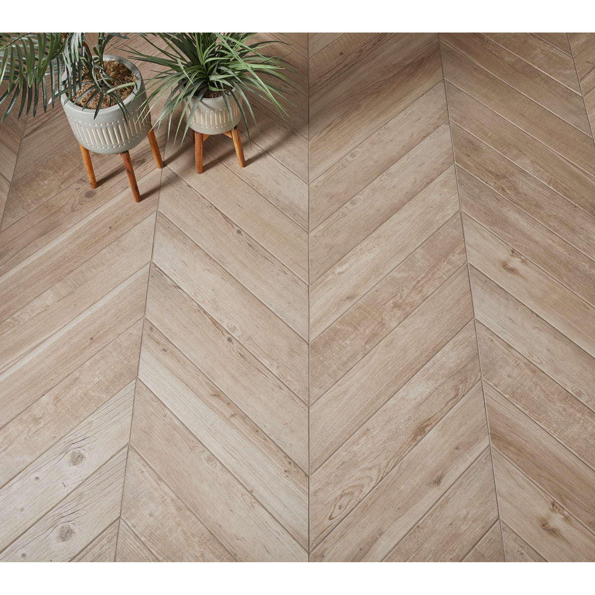 Arizona Tile - Lucia Series - 6 in. x 36 in. Glazed Porcelain Tile - Miele Herringbone Install