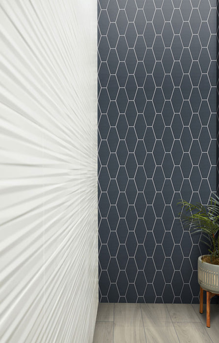 Arizona Tile - Paloma 4" x 8" Long Hex - Steel Glossy Installed