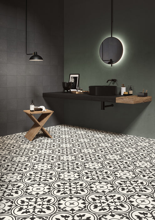 Arizona Tile - Reverie 8" x 8" Glazed Porcelain Tile - Reverie Noir Wall Install