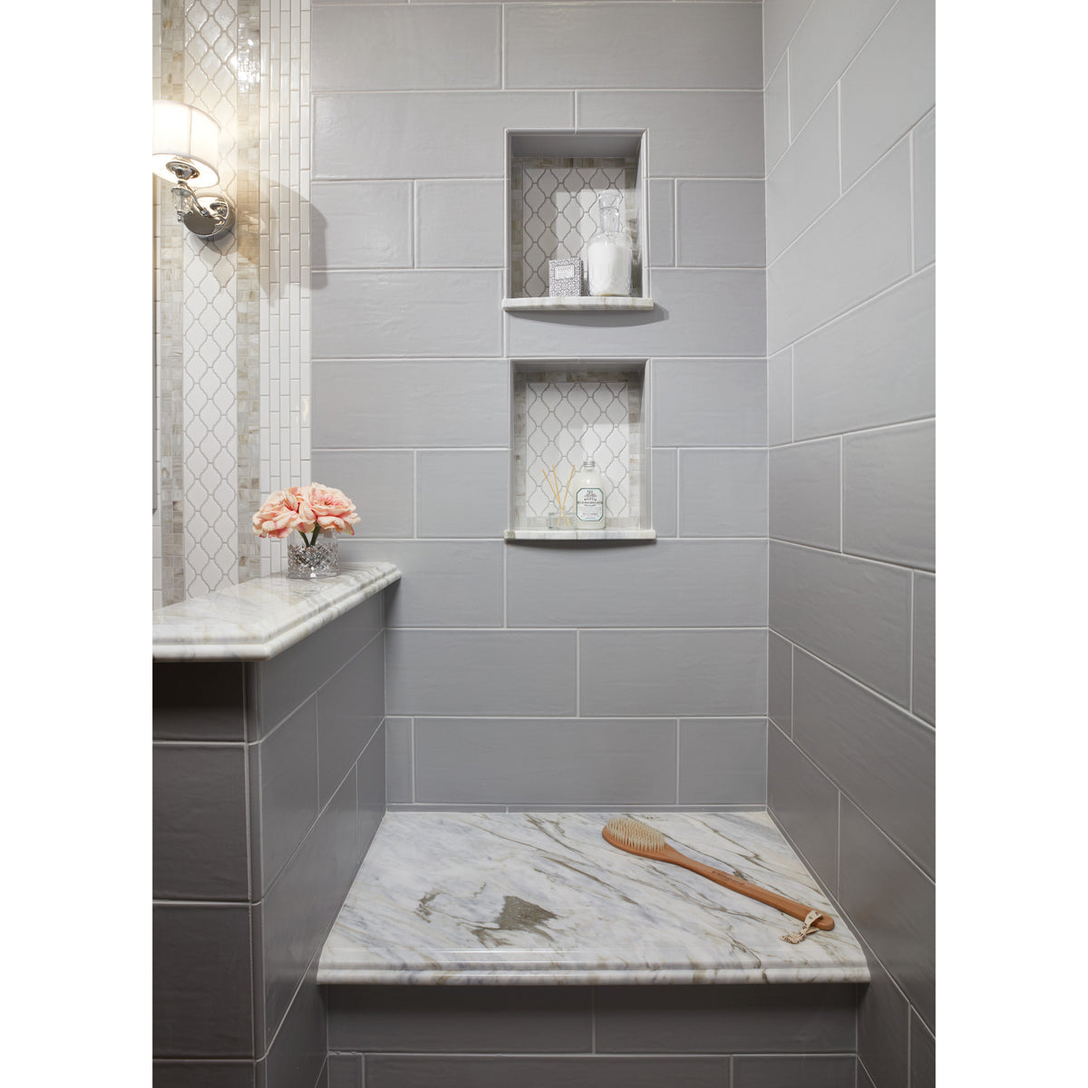 Arizona Tile - Smooth 8&quot; x 24&quot; Ceramic Wall Tile - Tin Shower Install