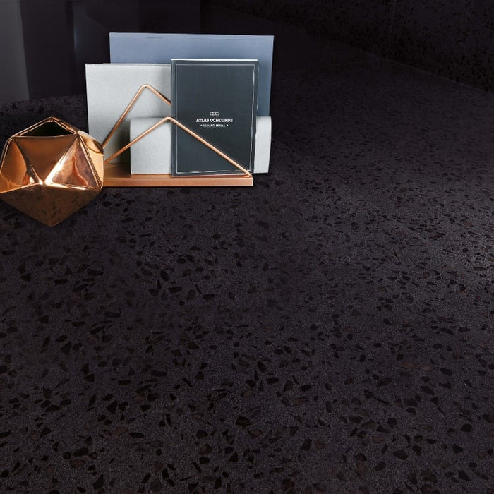 Arizona Tile - Terrazzo 24" x 24" Porcelain Tile - Black Installed