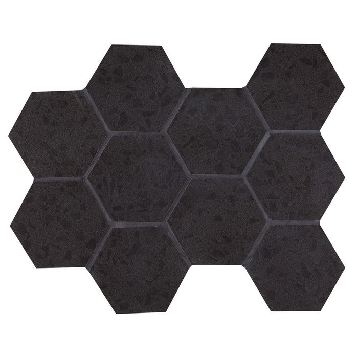 Arizona Tile - Terrazzo 4" Hex Mesh - Black