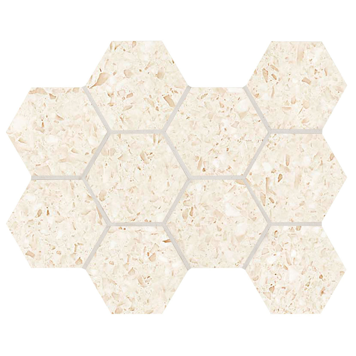 Arizona Tile - Terrazzo 4&quot; Hex Mesh - Cream