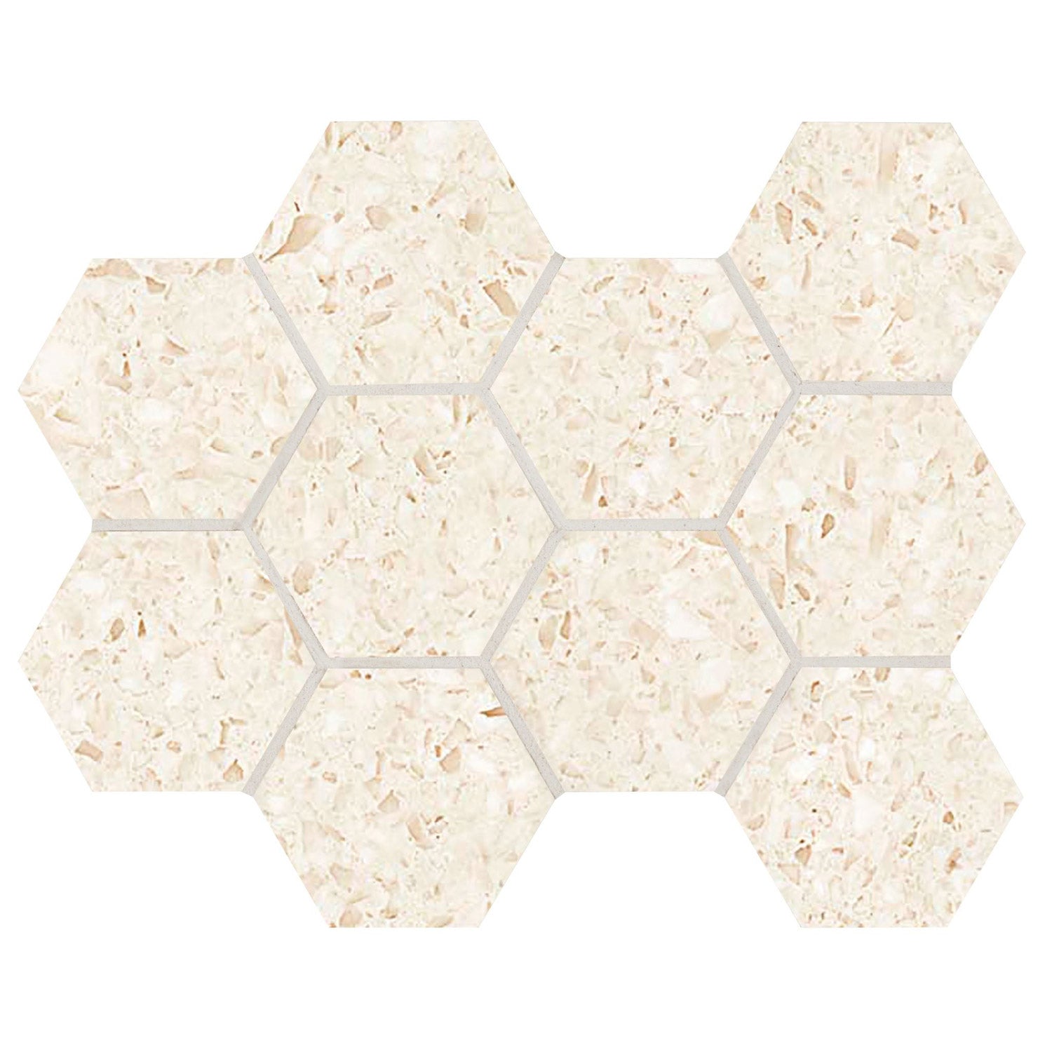 Arizona Tile - Terrazzo 4" Hex Mesh - Cream