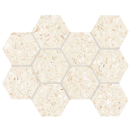 Arizona Tile - Terrazzo 4" Hex Mesh - Cream