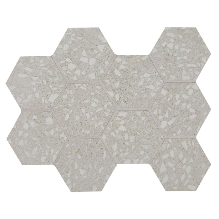 Arizona Tile - Terrazzo 4" Hex Mesh - Pearl