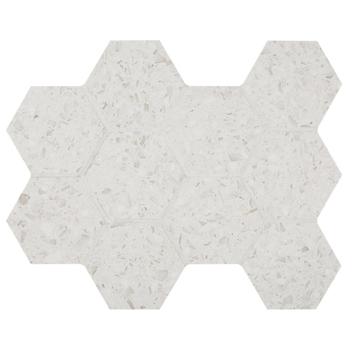 Arizona Tile - Terrazzo 4" Hex Mesh - White