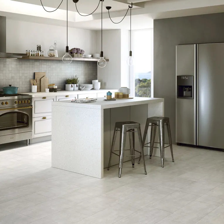 Arizona Tile - Fragment Series - 12&quot; x 24&quot; Porcelain Textured Tile - White floor installation