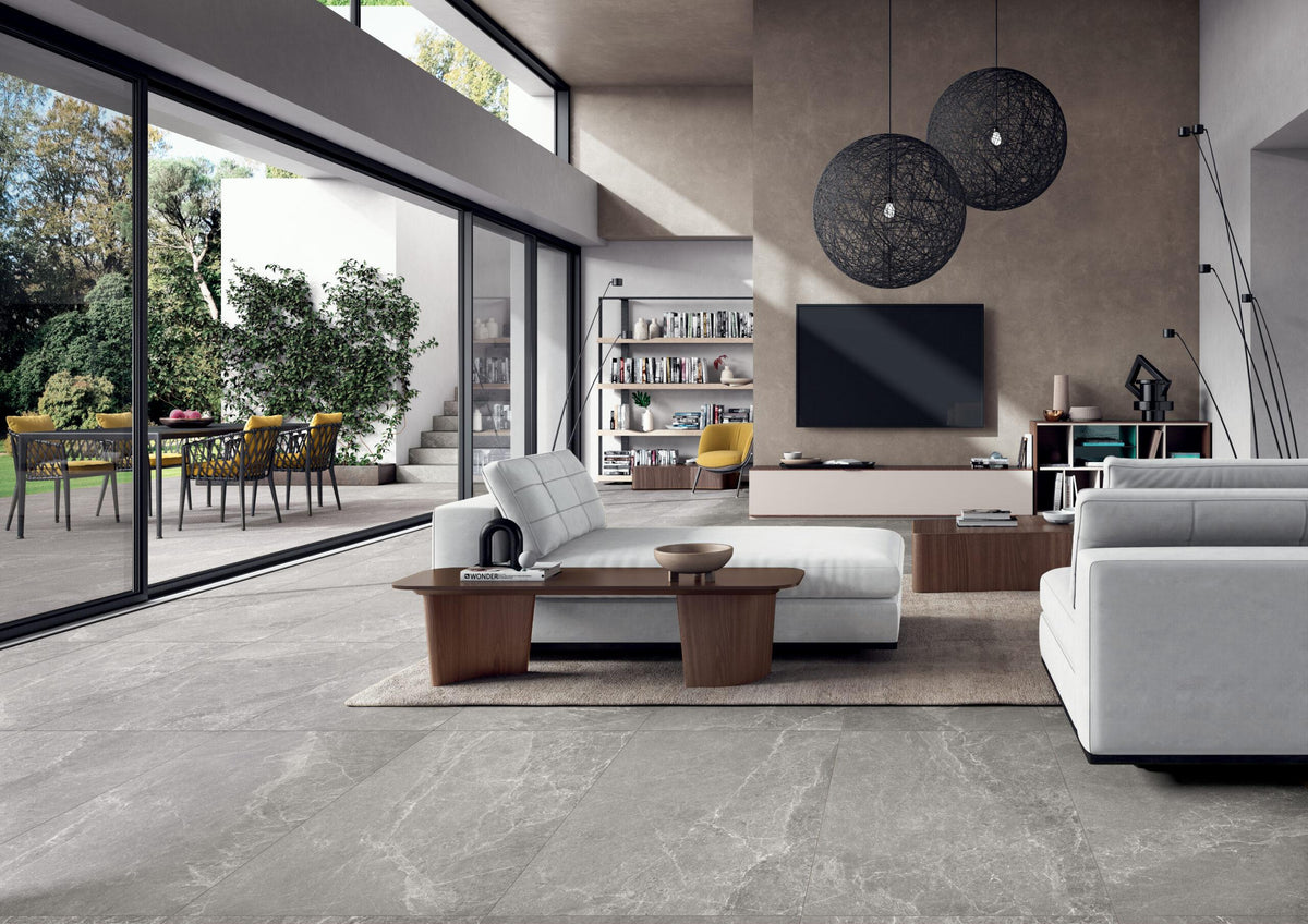 Tesoro - Advance Series - 12 in. x 24 in. Rectified Matte Porcelain Tile - Silver Installed