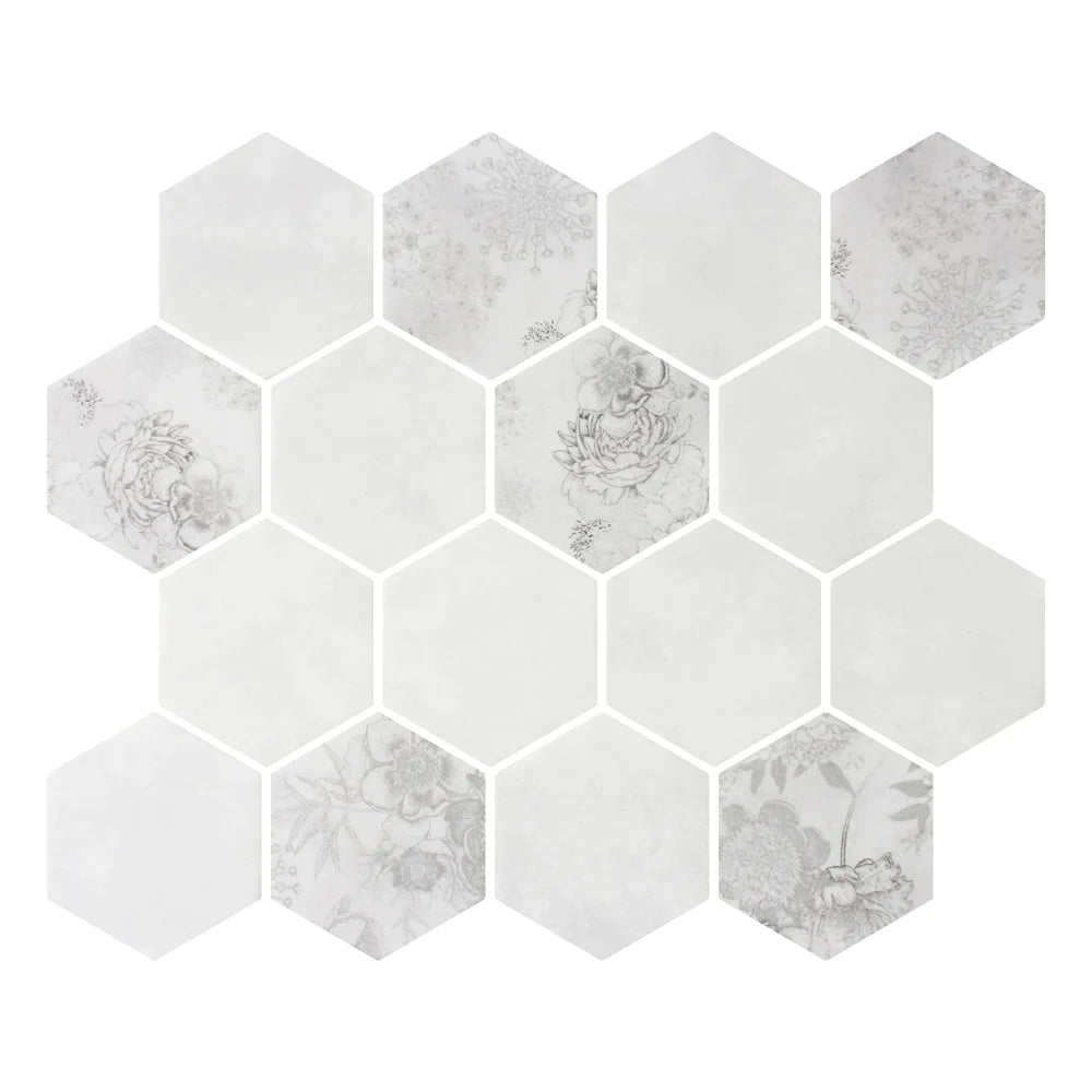 Lungarno - Botanicals 3&quot; Hexagon Mosaic - Ainsley