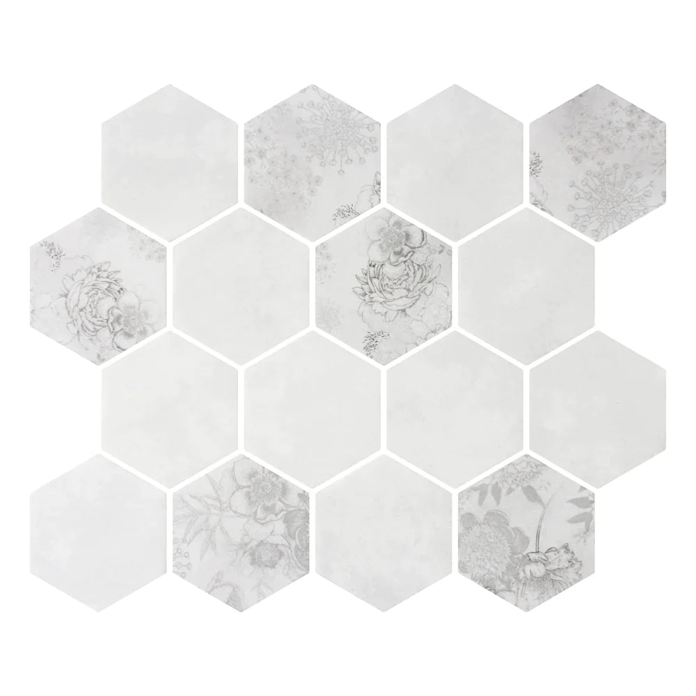 Lungarno - Botanicals 3" Hexagon Mosaic - Ainsley